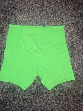 Athleta Neon Green High-Waist Bike Shorts